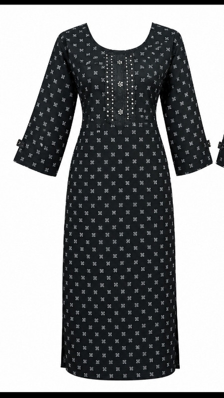 Anant Enterprises Women Printed A-line Kurta(Black)