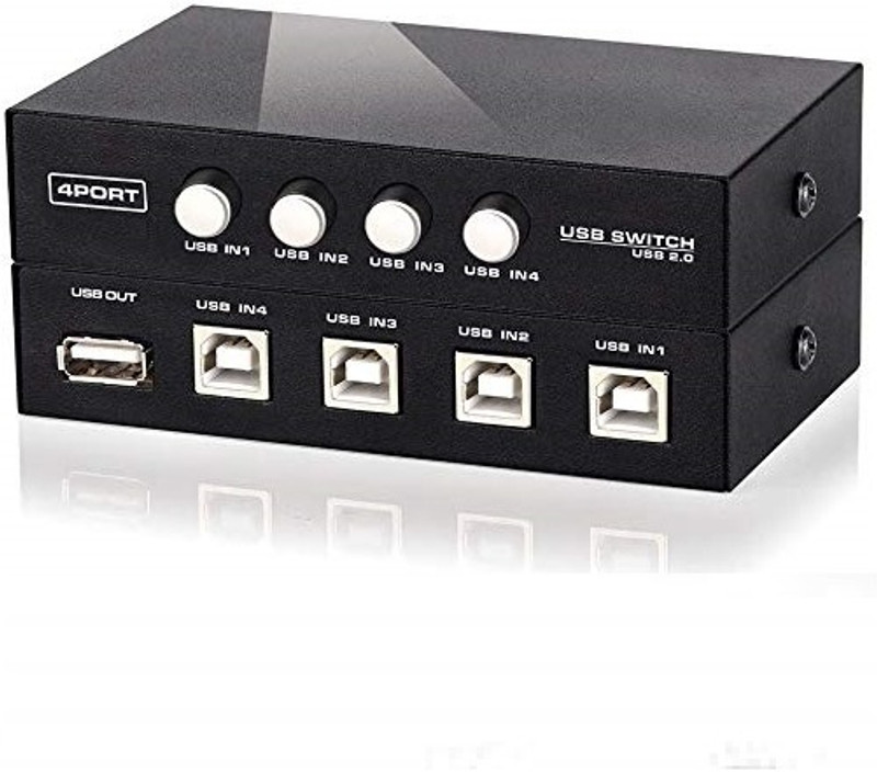 MESHIV 4 Port USB 2.0 Manual Printer Scanner Sharing Switch 34 cm KVM Console(NA)