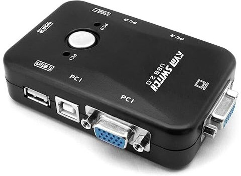 VOOCME 2 Port KVM Switch 2 Computers CPU with 2x1 USB Support Wire Keyboard and Mouse 24 cm KVM Console(KVM SWITCH)