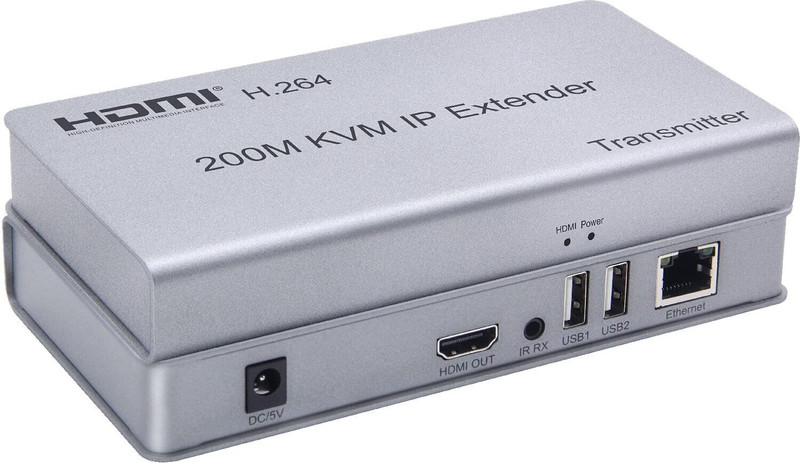 Etzin 200M HDMI KVM IP Extender 1 cm KVM Console(Over IP RJ45 Ethernet CAT6 6A Transmitter Receiver 1 TX to 20 RX)