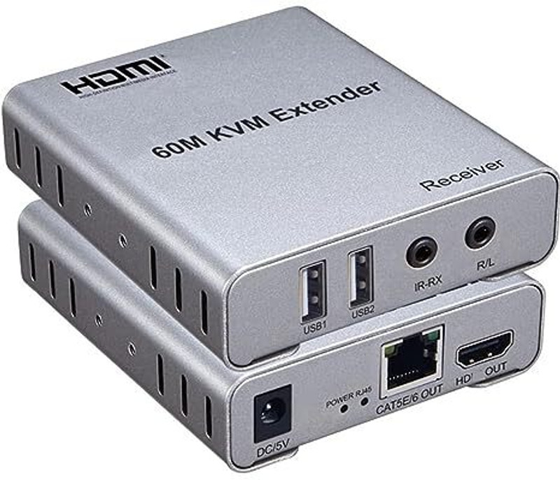 VOOCME HDMI Extender 60m with KVM Audio Output IR Control Support USB 42 cm KVM Console(HDMI)