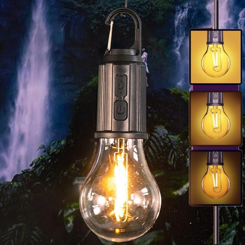 Buyerzone Rechargeable Camping Hanging Bulb,Camping Lantern,Emergency Light with USB Cable Multicolor Plastic Hanging Lantern(17 cm X 6 cm, Pack of 1)