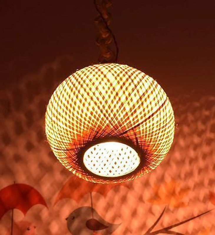 INDIACRAFT Bamboo Pink and orange globe lamp shade Hanging Lights (Pendant Lights) Lamp Shade(Bamboo)