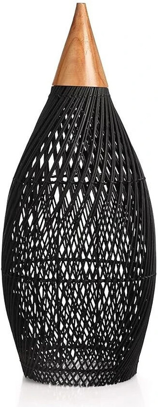 GRASSMINDS Golden Horn Black Medium Cane LampShade Hanging Lights (Pendant Lights) Lamp Shade(Bamboo)