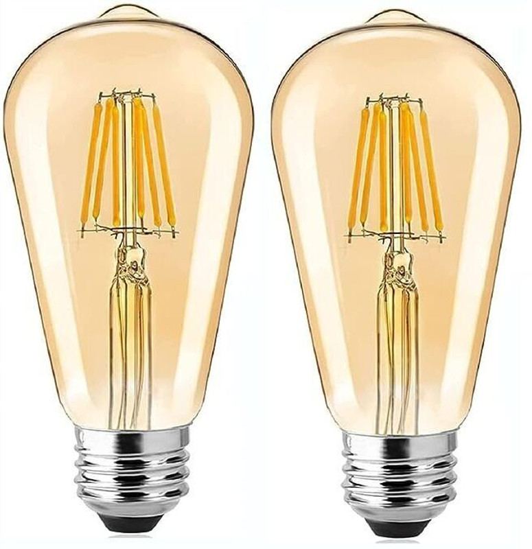 AYOULIGHTS (PACK OF2)4W E27 E26 Base Filament Bulbs | Edison Bulb | Filament Bulb WALL/ Hanging Lights (Pendant Lights) Lamp Shade(Iron)
