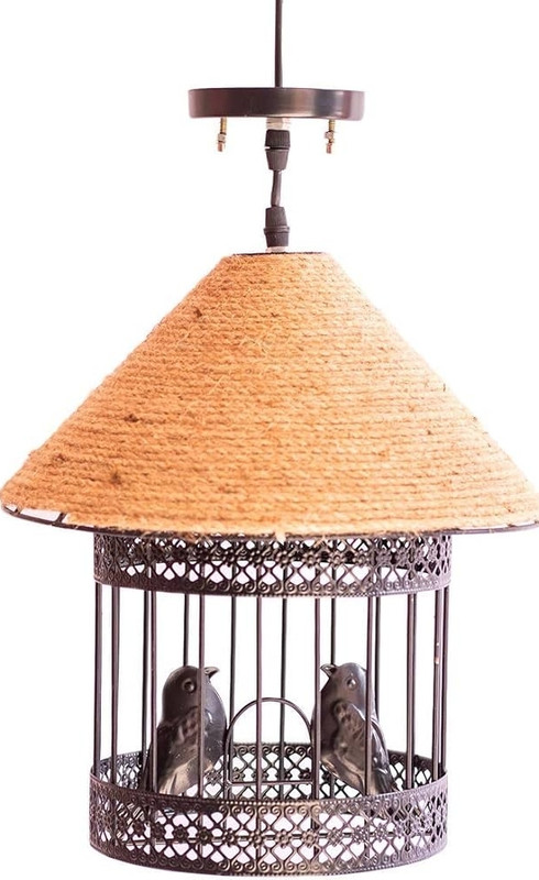 Samadhiyaglobal 772 Hanging Lights (Pendant Lights) Lamp Shade(Iron, Jute)