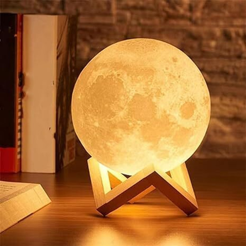 Sai 3D Moon Lamp with 7 Color Changing LED Light Table Lamps Lamp Shade(Wooden)