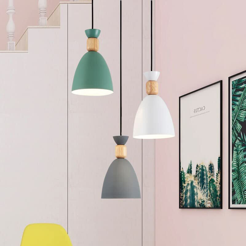AYOULIGHTS 3 Light Cluster Hanging Bell Shade Light (Pink, Aqua Blue, Moss Green) Chandelier Lamp Shade(Aluminium)