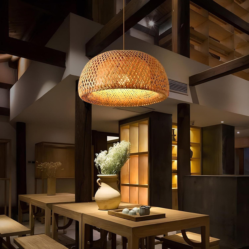 PVR Handmade Bela ceiling lamp|Handwoven natural pendant Hanging Lights (Pendant Lights) Lamp Shade(Bamboo)