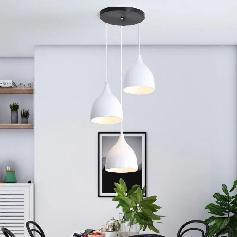 AYOULIGHTS Hanging Shade Light, White, 3 Lamp Cluster Set Chandelier Lamp Shade(Aluminium)