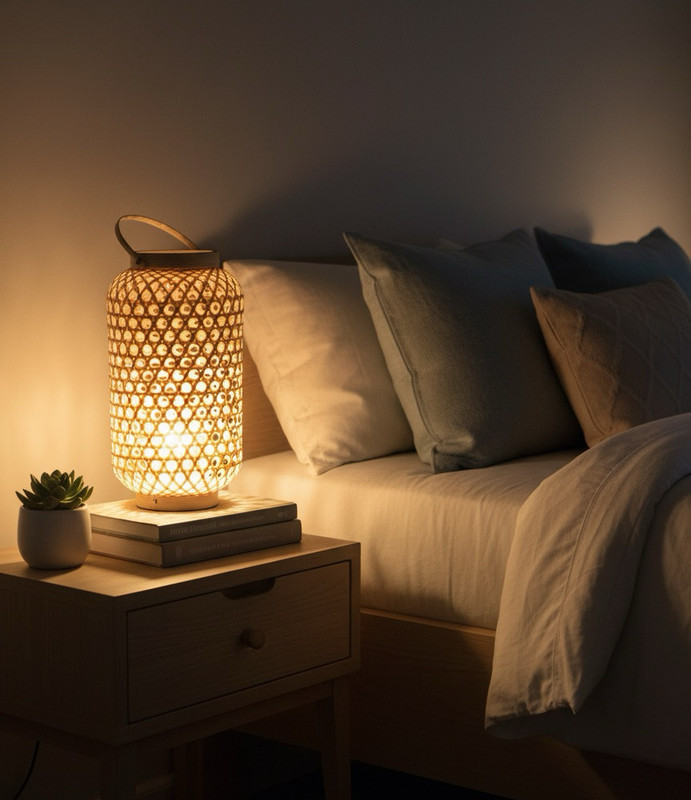 NatureHouse Lamp Shade Pack of 02 Hanging Lights (Pendant Lights), Ceiling Lights, Chandelier Lamp Shade(Bamboo)