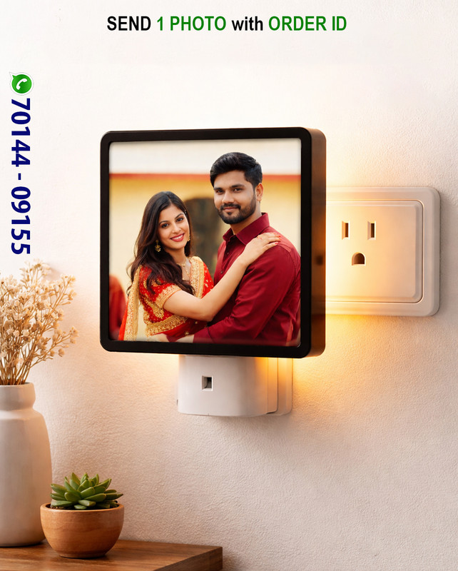 PiyushFrame Customized Photo LED Night Lamp 4x4 Inch | Anniversary Birthday Gift for Couples Wall Lights Lamp Shade(Plastic)