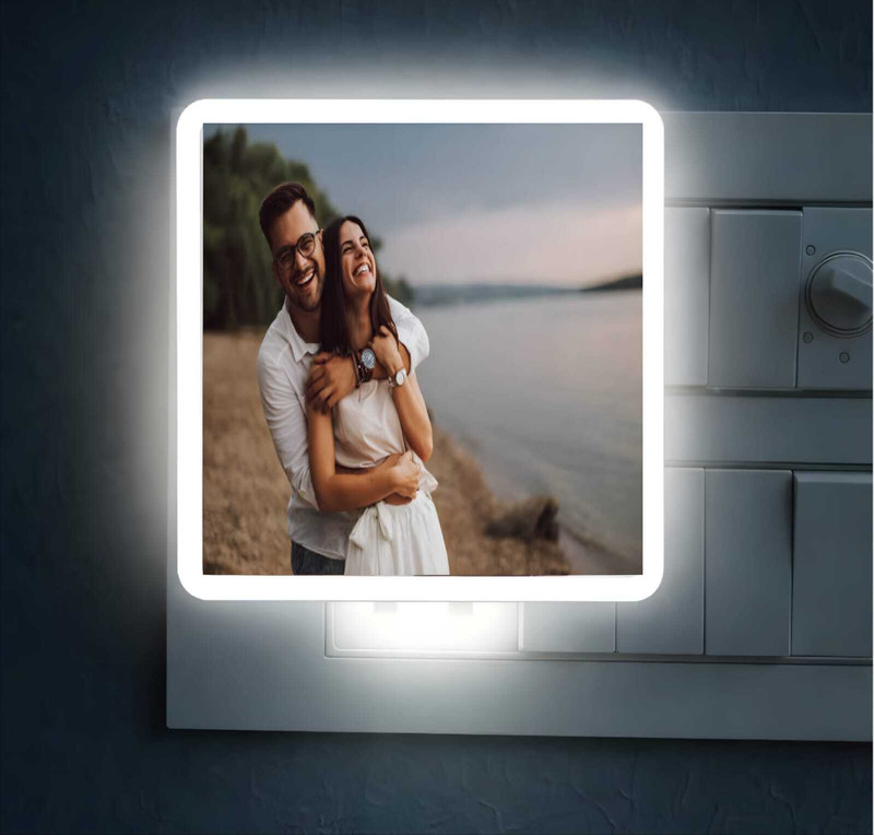 RTC Personalised Photo Plug LED Lamp (4x4) Customised Photo & Text-Multicolo Table Lamps Lamp Shade(Plastic)
