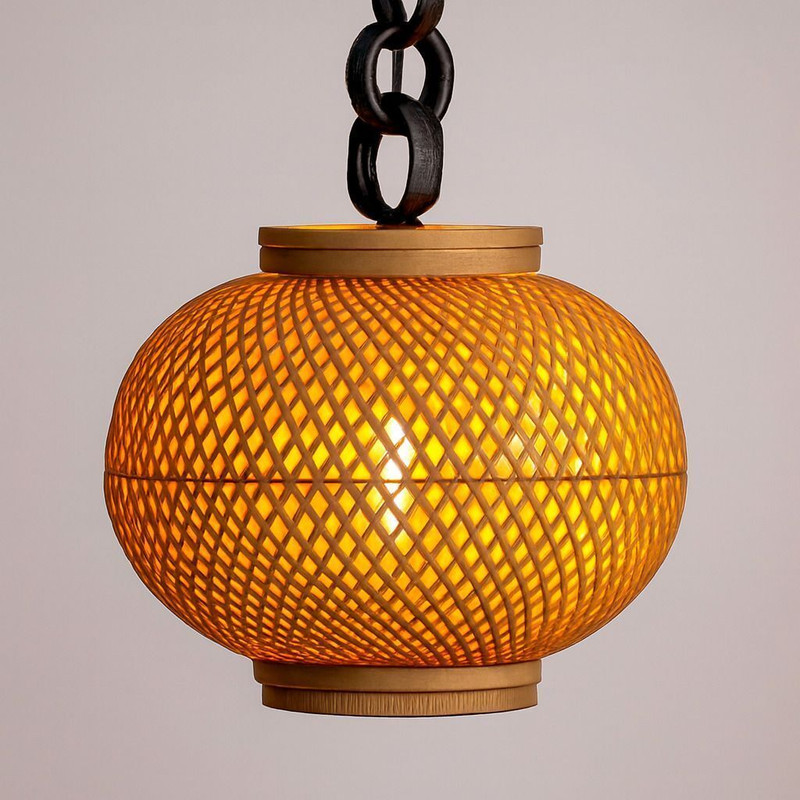 TRYVYN Handcrafted Bamboo Hanging Light Shade – Eco-Friendly & Elegant Décor (20 Cm) Hanging Lights (Pendant Lights), Ceiling Lights Lamp Shade(Bamboo)