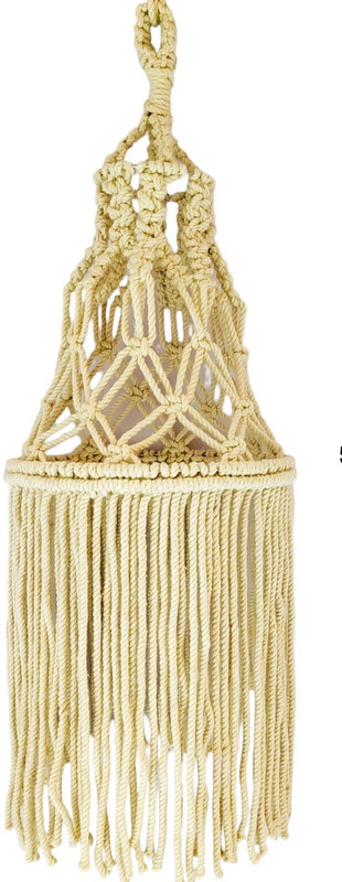 GDCraft Macrame Lamp Shade Boho Hanging Pendant Light Cover (50 cm X 19 cm, Beige) Hanging Lights (Pendant Lights) Lamp Shade(Jute)