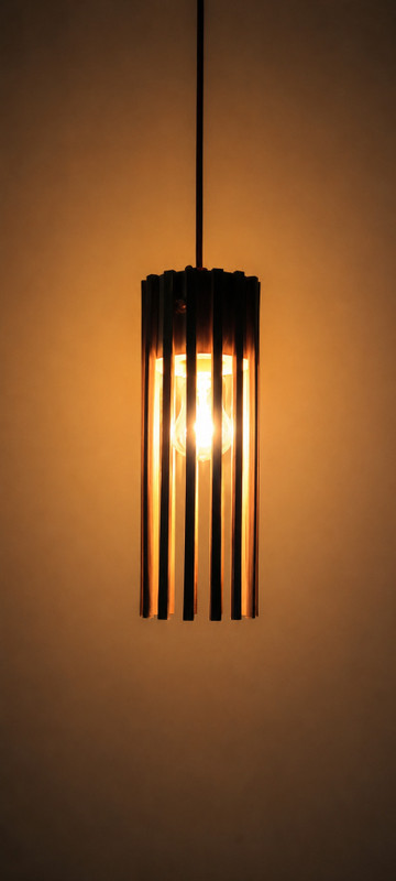 Watika Craft Wooden Slat Cylinder Pendant Light, Black, Hanging Ceiling Lamp Chandelier Lamp Shade(Bamboo)