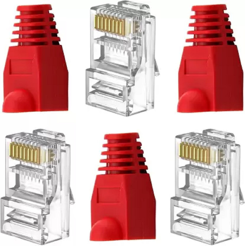 SVDK 12 Sets of RJ45 Network Connectors and Boot Caps combo, Crimp Network Connectors Wireless Ethernet Lan Adapter compatible with Windows(500 Mbps)