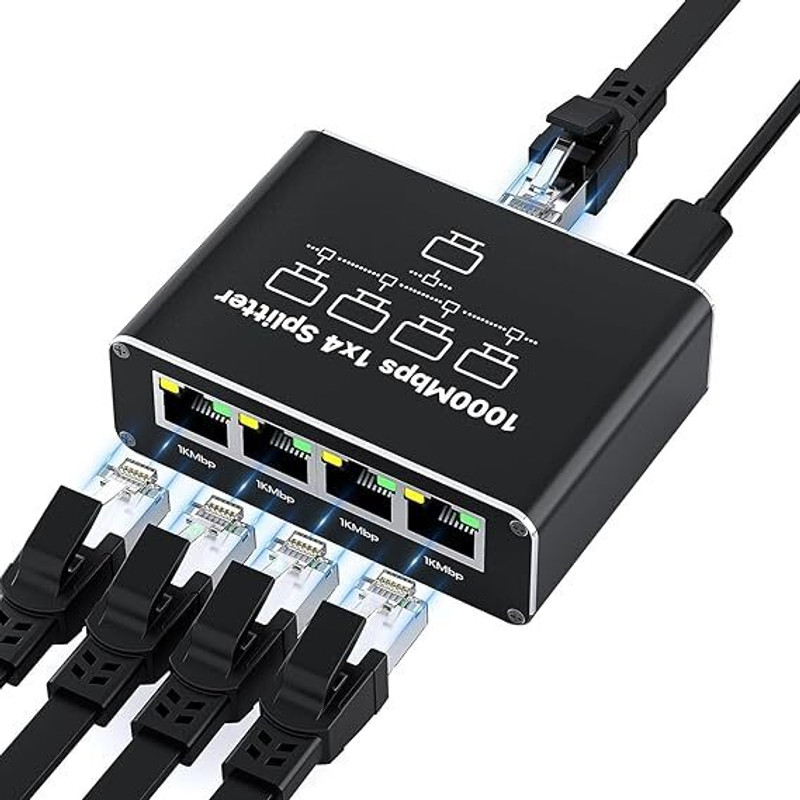 RuhZa 1gb high speed ethernet splitter is 1000Mbps Wired Ethernet Lan Adapter compatible with Windows(1000 Mbps)