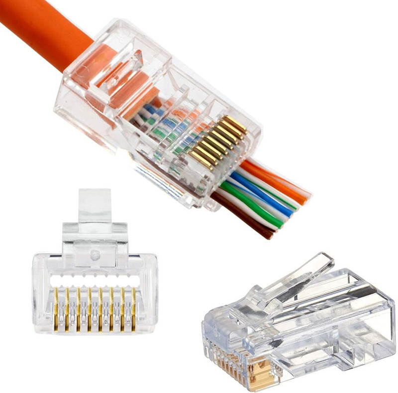 NOVEL RJ45 PASS THROUGH UTP CONNECTOR (PACK OF 100) Wireless Ethernet Lan Adapter compatible with Linux, Mac, Ubuntu, Windows(100 Mbps)