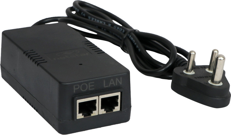 Netstar Gigabit Passive PoE Injector 12VDC @ 2A | with 3 Pin Power Cord | Plug & Play Wired Ethernet Lan Adapter compatible with Windows(1000 Mbps)