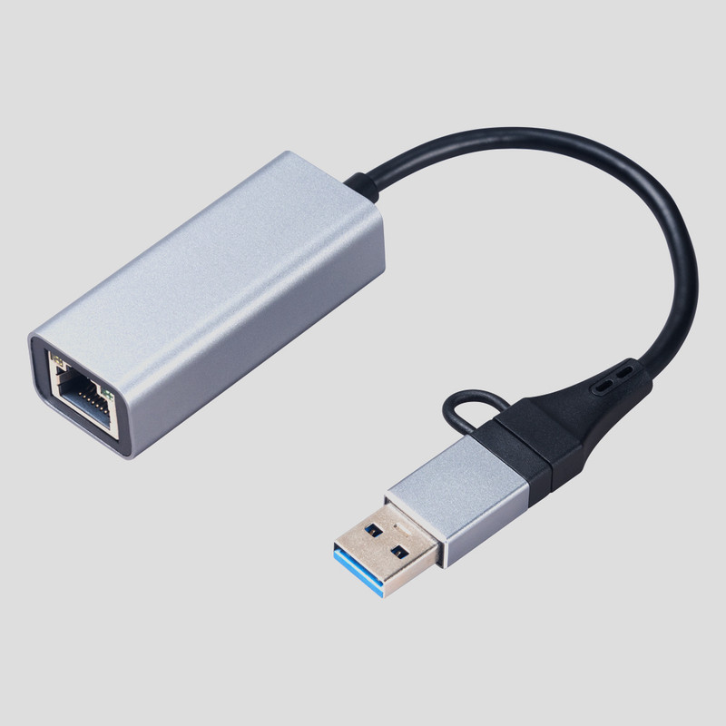 Hammok FREAK USB+TYPE-C TO GIGA LAN Wired USB Lan Adapter compatible with Mac, Windows(1000 Mbps)