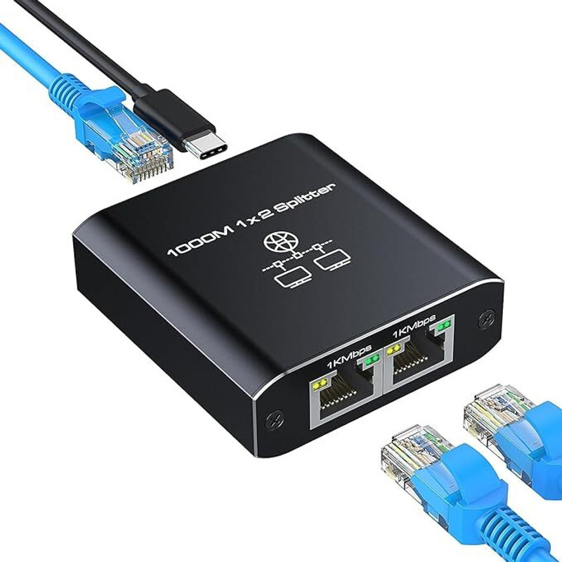 VOOCME RJ45 Splitter Adapter 1 in 3 Female Out Wired Ethernet Lan Adapter compatible with Windows(1000 Mbps)