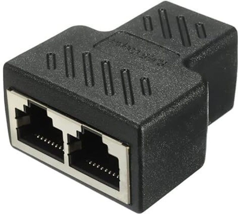 RyzCare 1 to 2 Port Dual Female Socket Ethernet Connector Wireless Ethernet Lan Adapter compatible with Windows(480 Mbps)