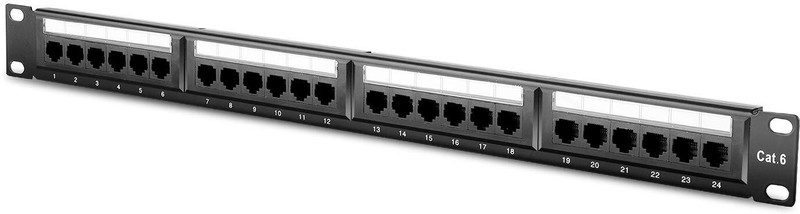 microware Patch Panel Cat6 24 Port RJ45 Wall Mount & Rack Mount Keystone Jack Module Wireless Ethernet Lan Adapter compatible with Mac, Linux, Windows(1000 Mbps)