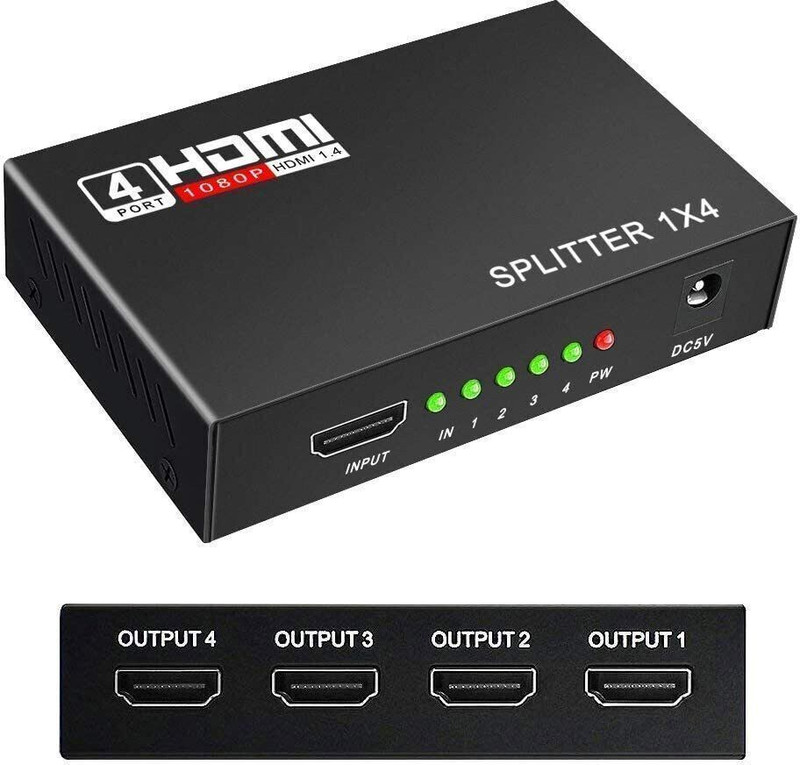 BALRAMA 1 in 4 Out HD 1080P 3D 1.4 HDMI Splitter Duplicator Amplifier Switch AC Adapter Wired Ethernet Lan Adapter compatible with Windows(100 Mbps)