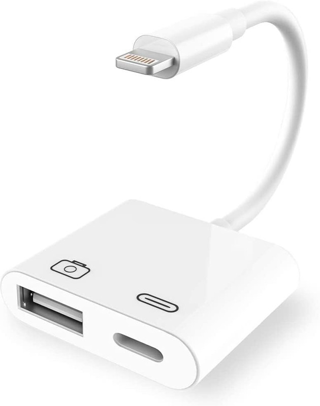 WiredCom Lightning to USB Camera Adapter for Phone, 2 in 1 USB OTG Reader Adapter Wired USB Lan Adapter compatible with Windows, Linux, Mac, Ubuntu(100 Mbps)