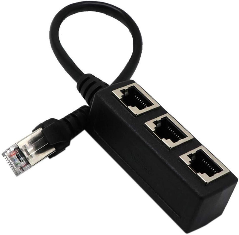 VOOCME RJ45 1 Male to 3 Female Socket Port LAN Network Splitter Adapter Compatible Cat5 Wired Ethernet Lan Adapter compatible with Windows, Linux, Mac(85.44 Mbps)