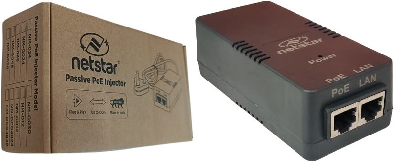 Netstar DC-DC Passive PoE Injector 48VDC to 24VDC, 30W, Gigabit | Useful on Telecom BTS Wired Ethernet Lan Adapter compatible with Windows(1000 Mbps)