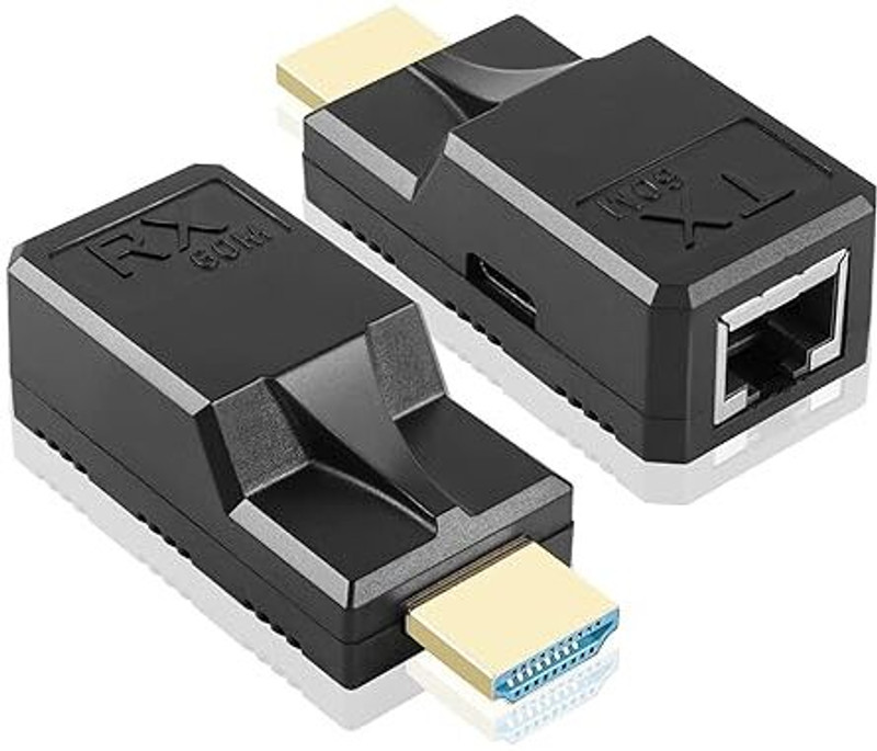 RyzCare Type-C Charging Cable HDMI Extender 60 Mtr - Black Wired Ethernet Lan Adapter compatible with Windows(480 Mbps)