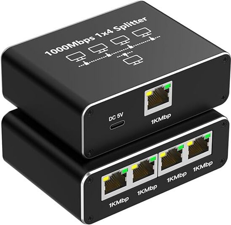 VOOCME USB-C Ethernet Splitter for Computer, Hub, Switch Wired Ethernet Lan Adapter compatible with Windows(1000 Mbps)