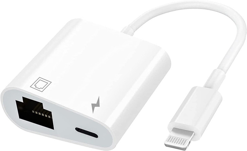 ELECTRO WOLF 8 Pin Lightning to Ethernet RJ45 Network with Charge Port Wired Ethernet Lan Adapter compatible with Mac(100 Mbps)