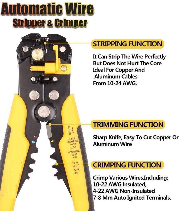 BALRAMA 5 in 1 Multi Wire Stripper Tool 8" Self-Adjusting Automatic Cable Cutter Crimper Wired Ethernet Lan Adapter compatible with Windows(100 Mbps)