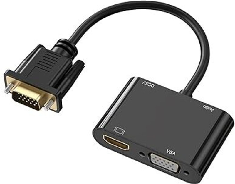 RuhZa Dual Display 1080P Splitter Converter With Charging and 3.5mm Audio Cable Wired Ethernet Lan Adapter compatible with Windows(480 Mbps)