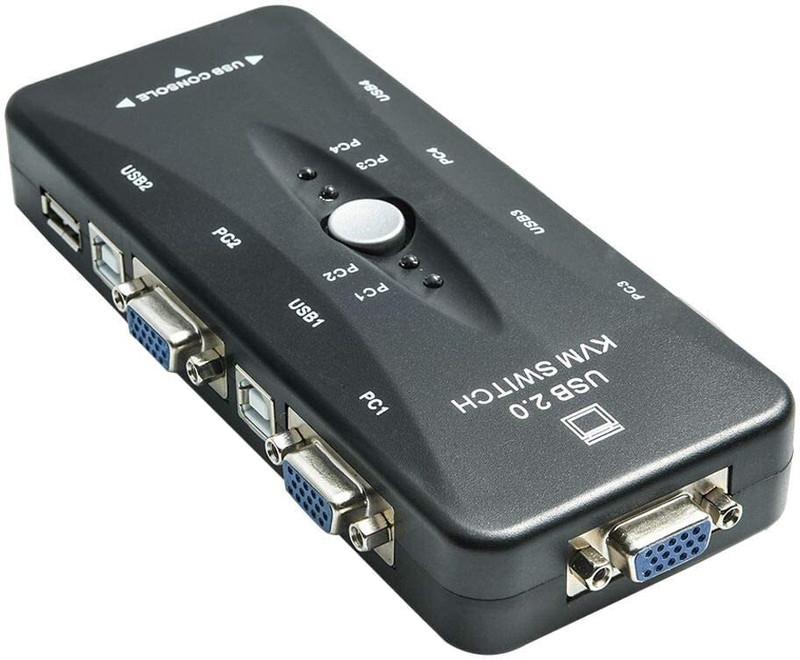 WiredCom 4 Port USB 2.0 KVM Switch Box With 4 KVM Cables to Control up to 4 Computers Wired USB Lan Adapter compatible with Windows, Linux, Mac, Ubuntu(100 Mbps)