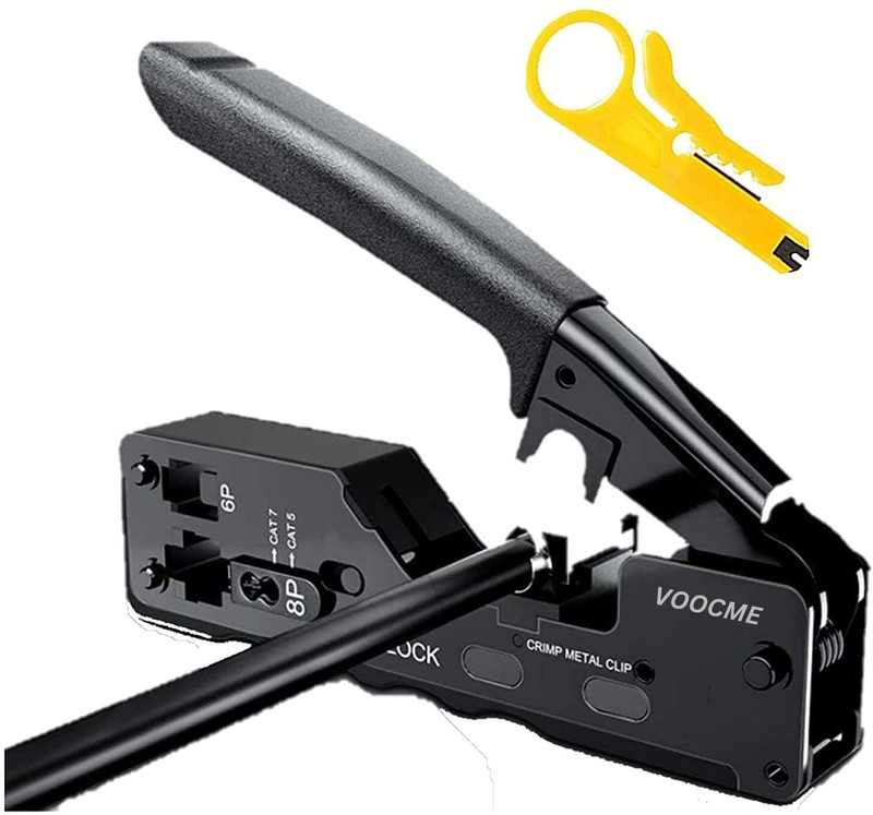 VOOCME Modular Crimping Tool CAT6a CAT7 Pass Through Crimper for Sheilded Connectors Wireless Ethernet Lan Adapter compatible with Windows(480 Mbps)