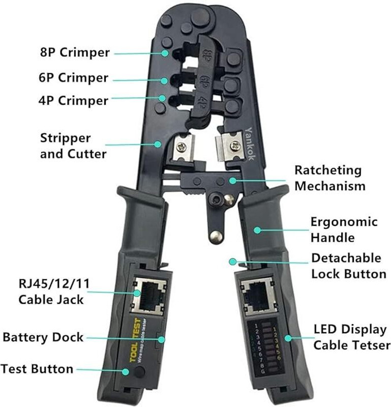 VOOCME Network Cable Crimper with LAN Tester Wireless Ethernet Lan Adapter compatible with Windows(480 Mbps)