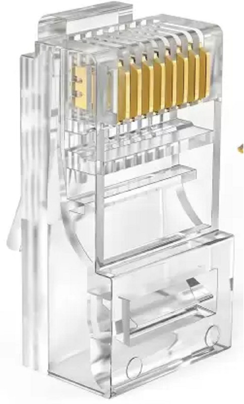 SVDK RJ 45 8 PIN CAT5, CAT5E, CAT 6 NETWORKING PLUG CRYSTAL CLEAR GOLD PLATED Wireless Ethernet Lan Adapter compatible with Windows(2000 Mbps)