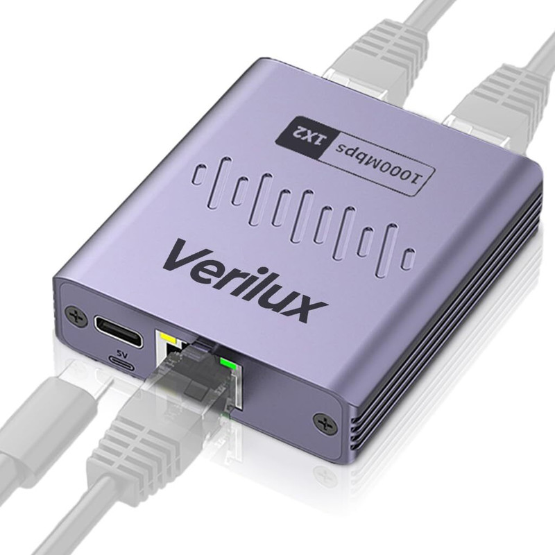 Verilux LAN High Speed Ethernet Splitter USB C Adapter Grey Wired USB Lan Adapter compatible with Mac, Windows, Linux(1000 Mbps)