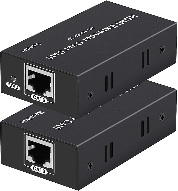 VOOCME 4k HDMI Extender 60m, Repeater Transmitter, Sender Receiver Over Cat5, Cat6 Upto Wireless Ethernet Lan Adapter compatible with Linux(480 Mbps)