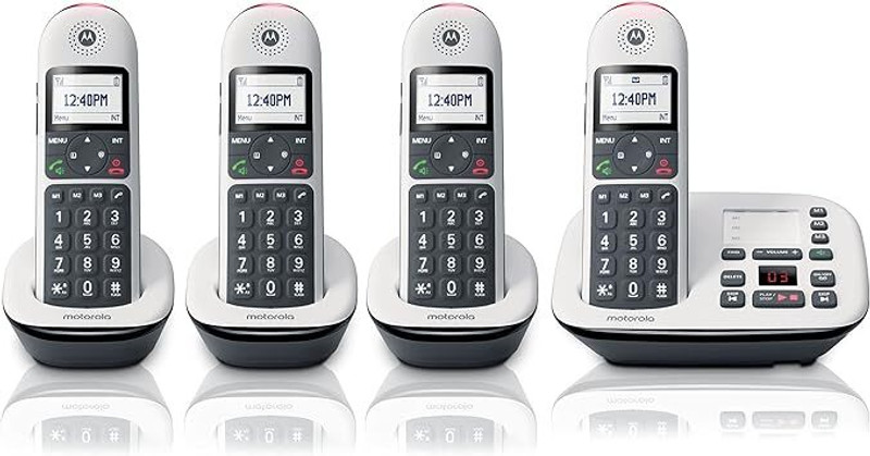 MOTOROLA CD5011+ Cordless Phone with Answering Machine Call Block and Volume Boost Cordless Landline Phone with Answering Machine(White, Black)