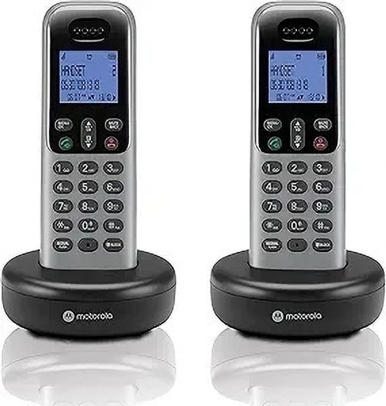 MOTOROLA T602 Cordless Phone System w/2 Digital Handsets, Speakerphone, and Call Block Cordless Landline Phone(Dark Grey)