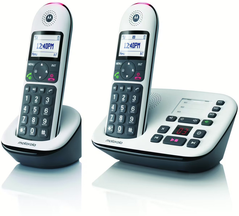 MOTOROLA CD5012+ Digital Big Button Cordless Phone with Answering Machine Cordless Landline Phone with Answering Machine(Grey, White)
