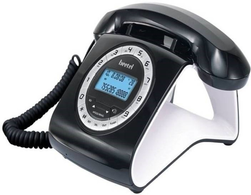 Beetel M73 Stylish Retro Design Corded Landline Phone with Answering Machine(Red, White)