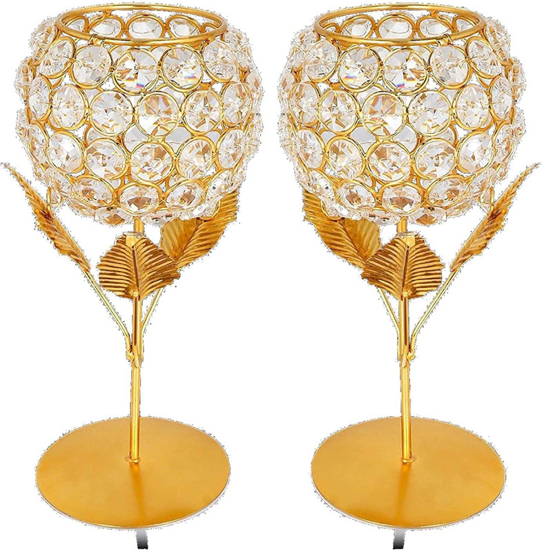 HYATT CREATION Gold Brass Table Lantern(10 cm X 4 cm, Pack of 2)