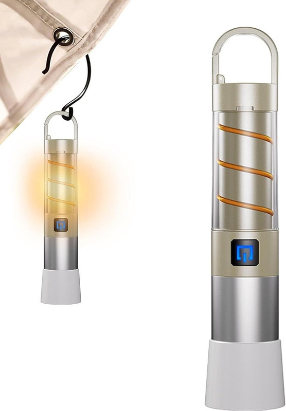 AshandRoh Torch Metal USB Rechargeable Flash Light for Outdoors, Emergency Power Outage Silver Metal Hanging Lantern(6.7 cm X 1.4 cm, Pack of 1)