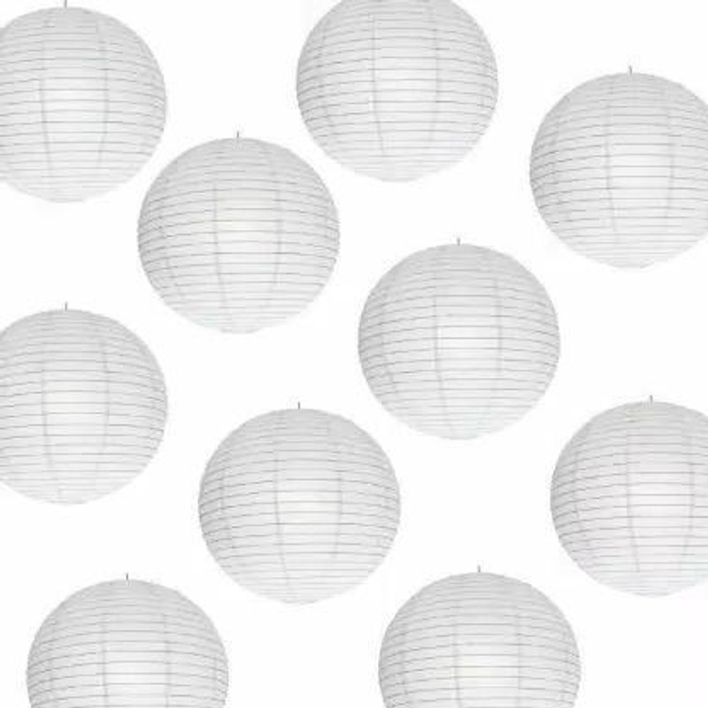 Rangwell Rice Paper Hanging Lantern BallWhite_L20 White Paper Hanging Lantern(30.48 cm X 30.48 cm, Pack of 10)